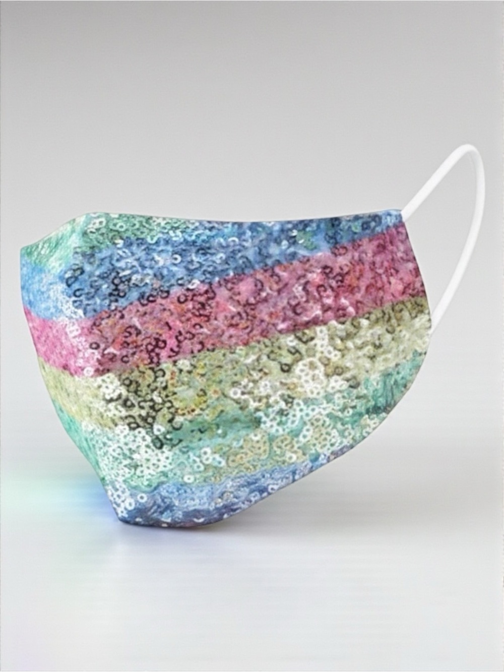 Rainbow Sequin Face Mask Multicolor Sparkle Festival Party NWT
